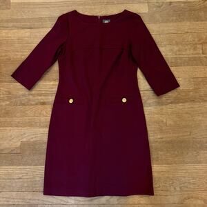 Vince Camulo plum 3/4 sleeve knee length sheath dress size 6
 b23